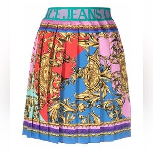 Versace Vibrant Baroque Garland Sun A-Line Skirt